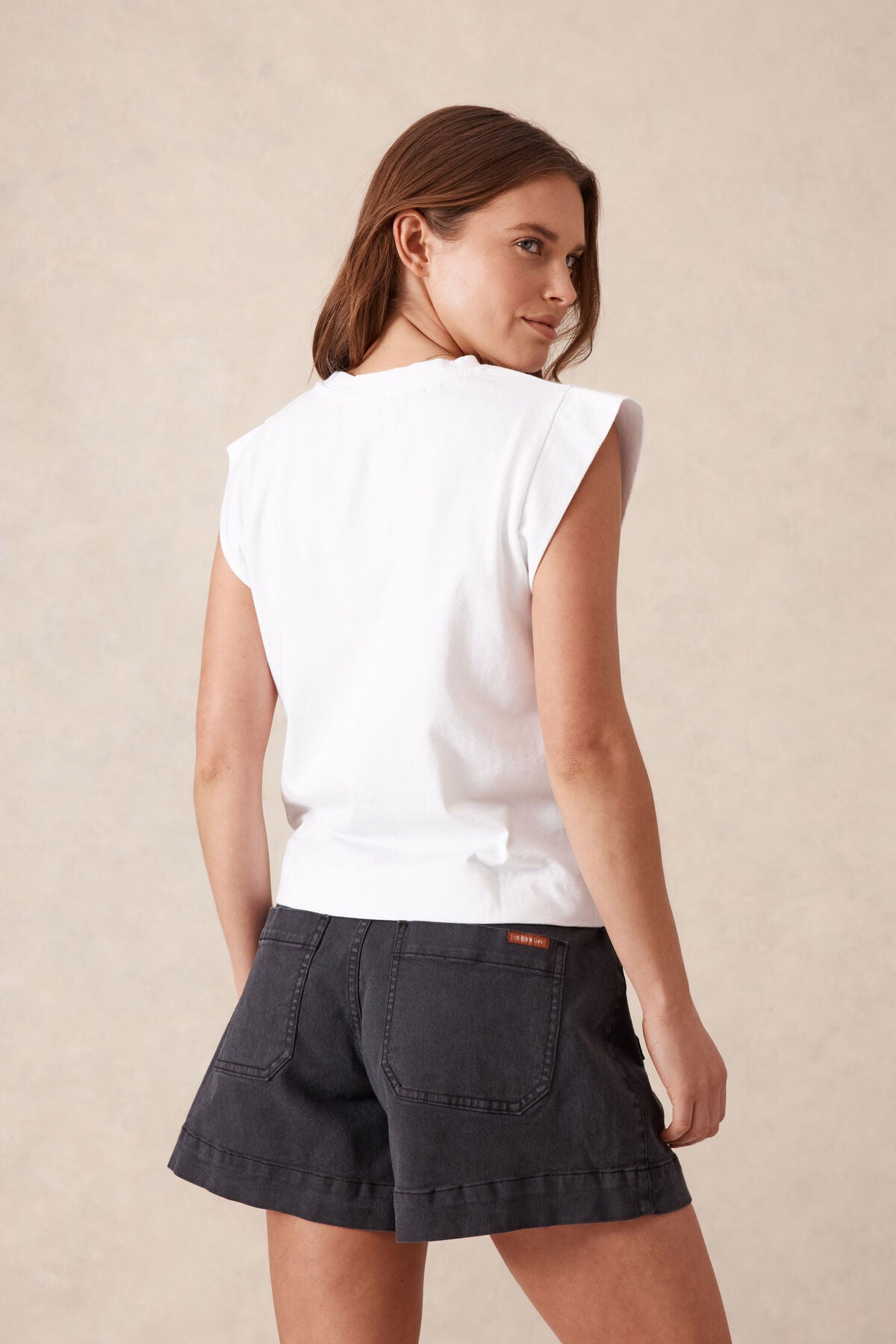 Denim Patch Pocket Short Washed Black