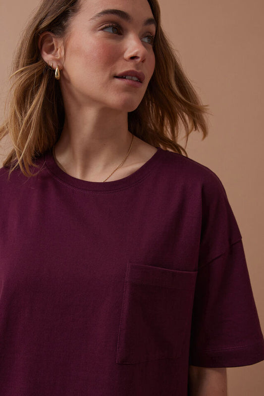 Boxy Pocket Tee Raisin