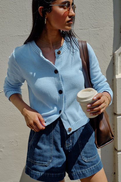 Nelly Knit Cardi ~ China Blue