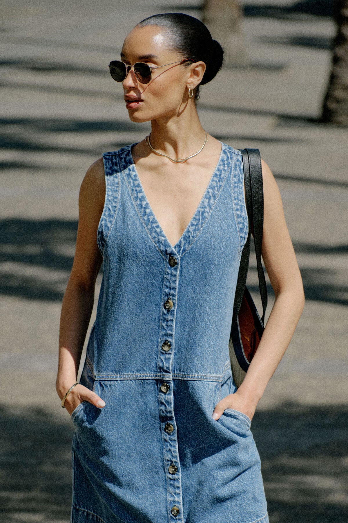 Side Pocket Mini Shift Dress Fresh Indigo