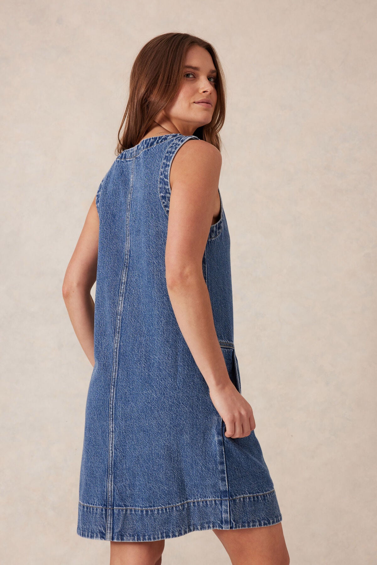 Side Pocket Mini Shift Dress Fresh Indigo