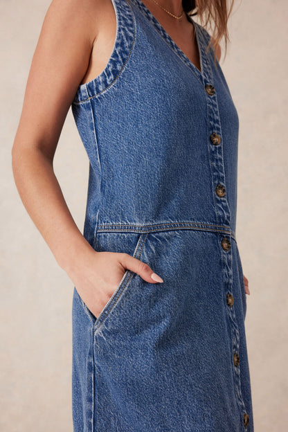 Side Pocket Mini Shift Dress Fresh Indigo