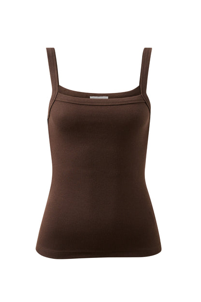 Sophie Rib Singlet ~ Brunette Brown