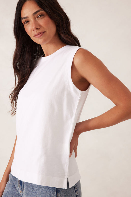 Relaxed Sleeveless Tee White