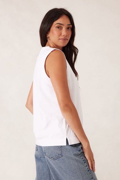 Relaxed Sleeveless Tee White