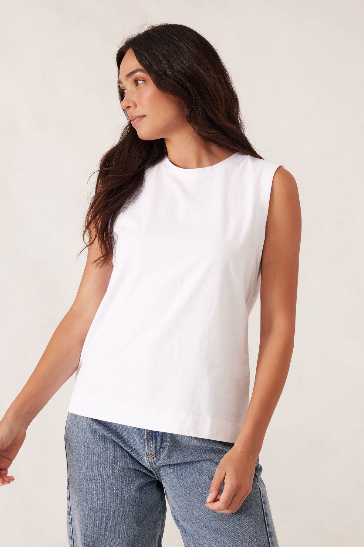 Relaxed Sleeveless Tee White
