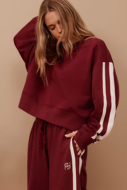 Sporty Slouchy Crew Burgundy