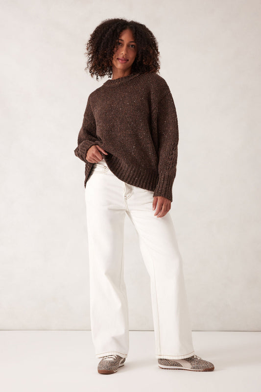 Lofty Knit Crew Choc