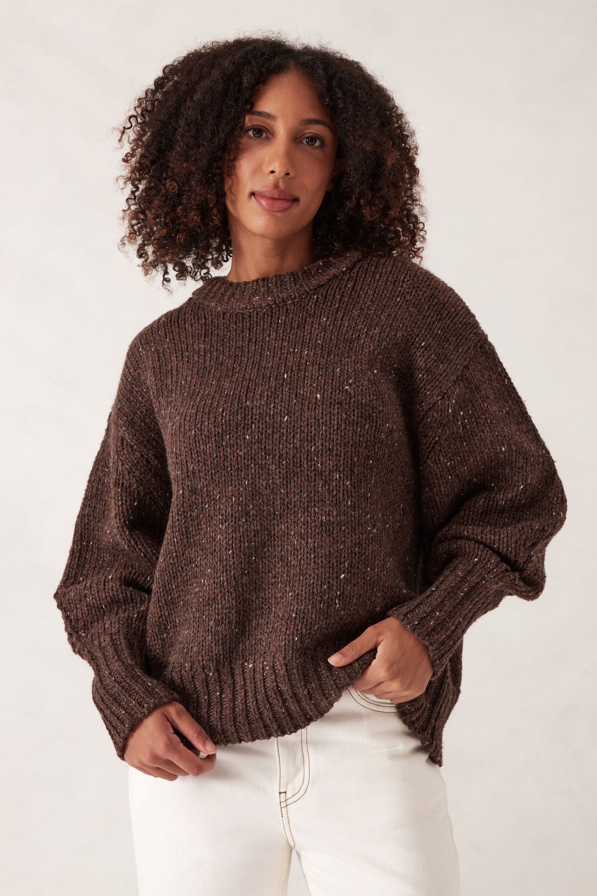 Lofty Knit Crew Choc