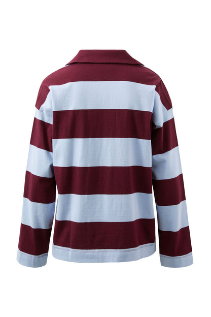 Shelby Slouchy Rugby Top Chalk Blue Raisin Stripe