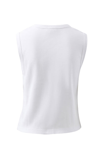 Lyla Button Through Rib Tank White