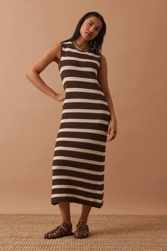 Margot Mesh Knit Tank Dress Chocolate