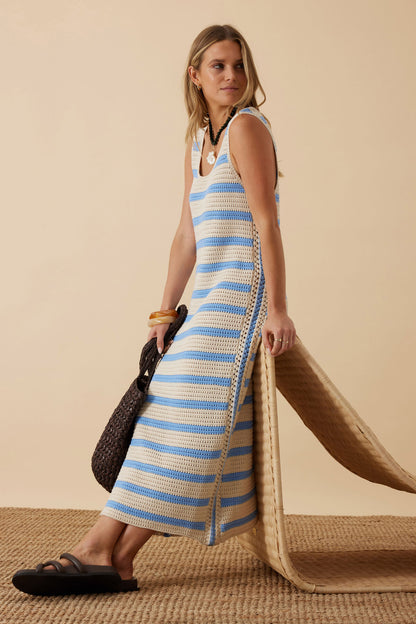 Talulah Knit Tank Midi Dress Blue