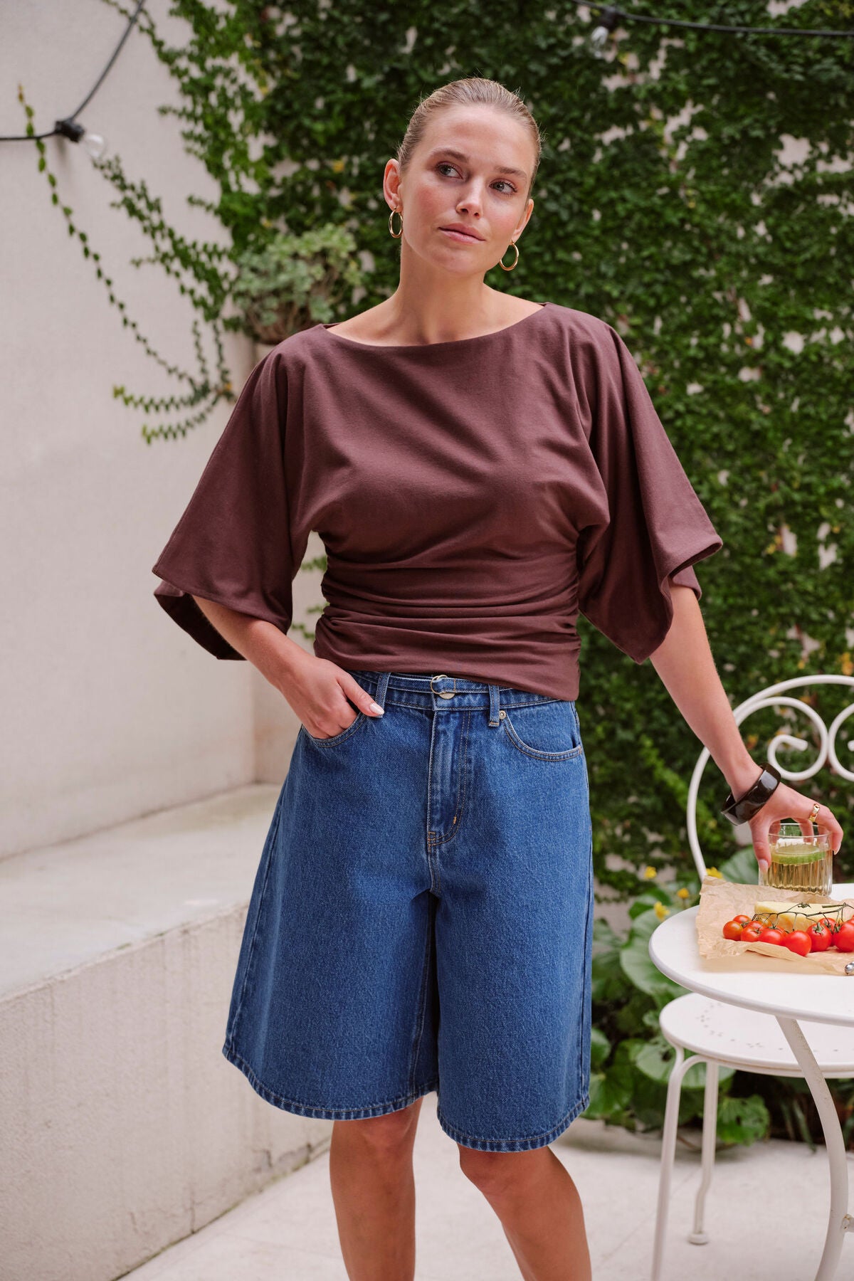 Olive Belted Denim Short Fresh Indigo
