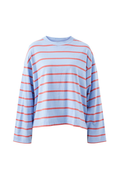 Beau Long Sleeve Slouchy Tee ~ blue + red