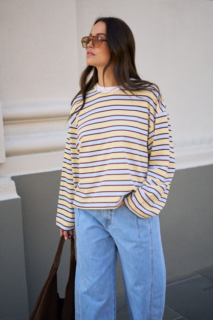 Beau Long Sleeve Slouchy Tee ~ Butter Brunette