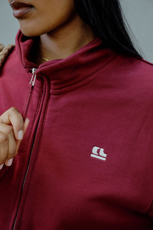 Lonny Oversized Half Zip Sweater ~ Burgundy