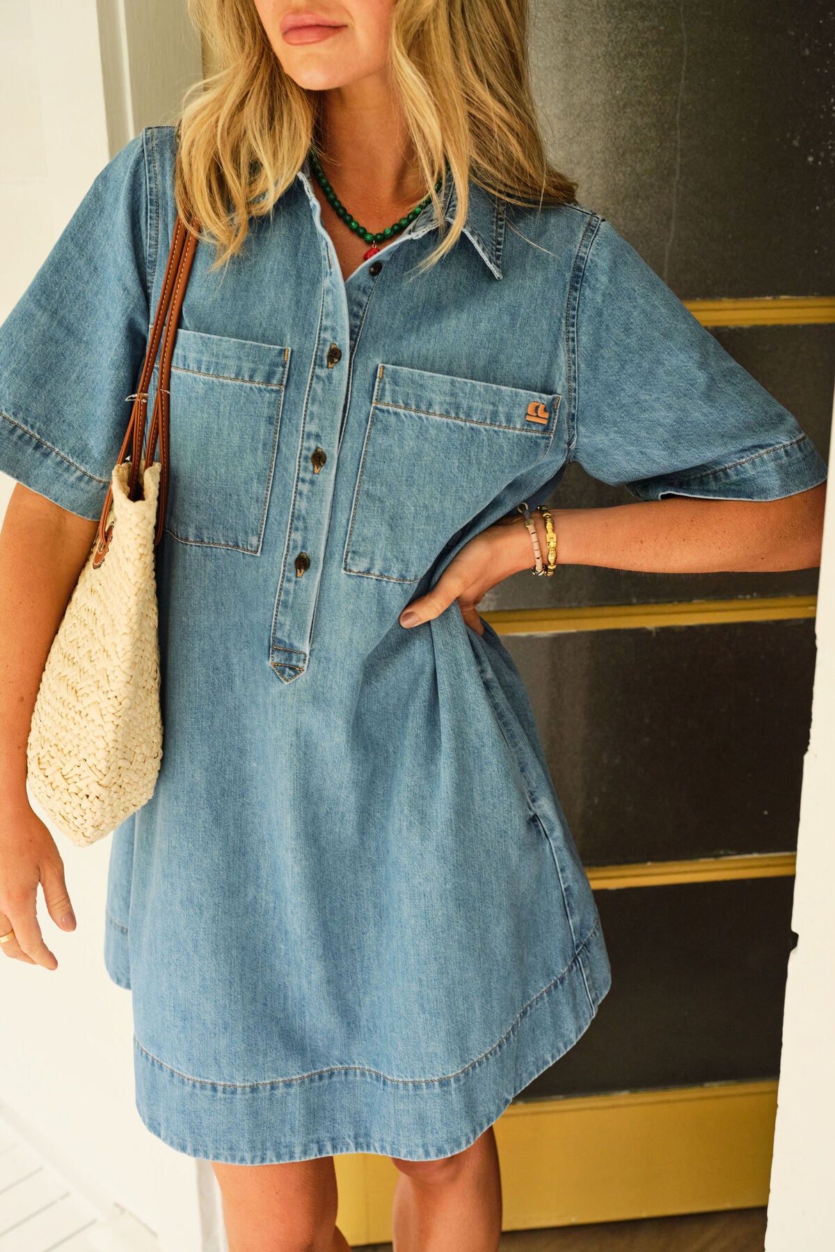 Milly Short Sleeve Mini Dress ~ Vintage Blue