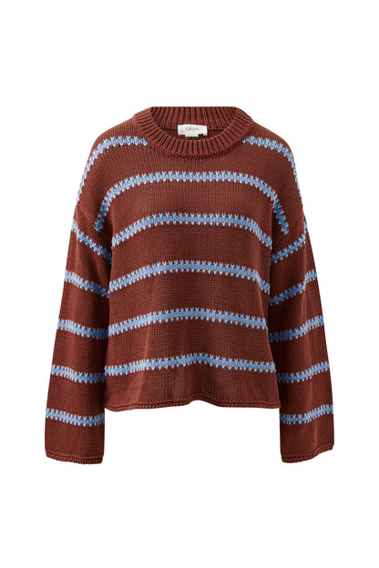 Lila Oversized Knit Crew ~ Burnt Toffee Stripe