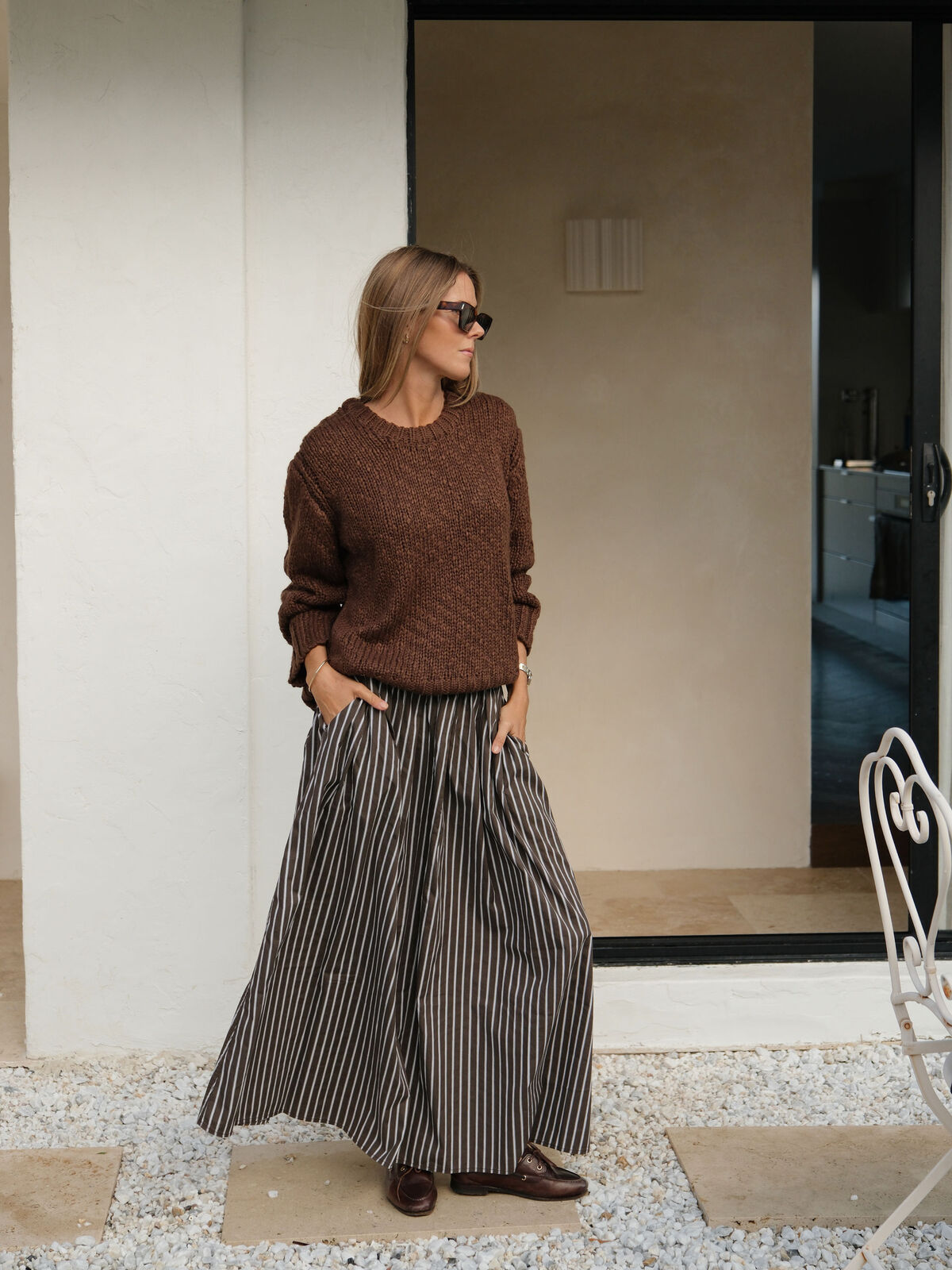 Sage Chunky Knit Crew ~ Chocolate