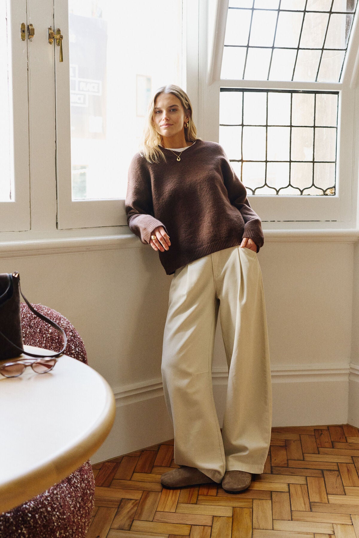 Gemma Pleat Pant ~ eggshell