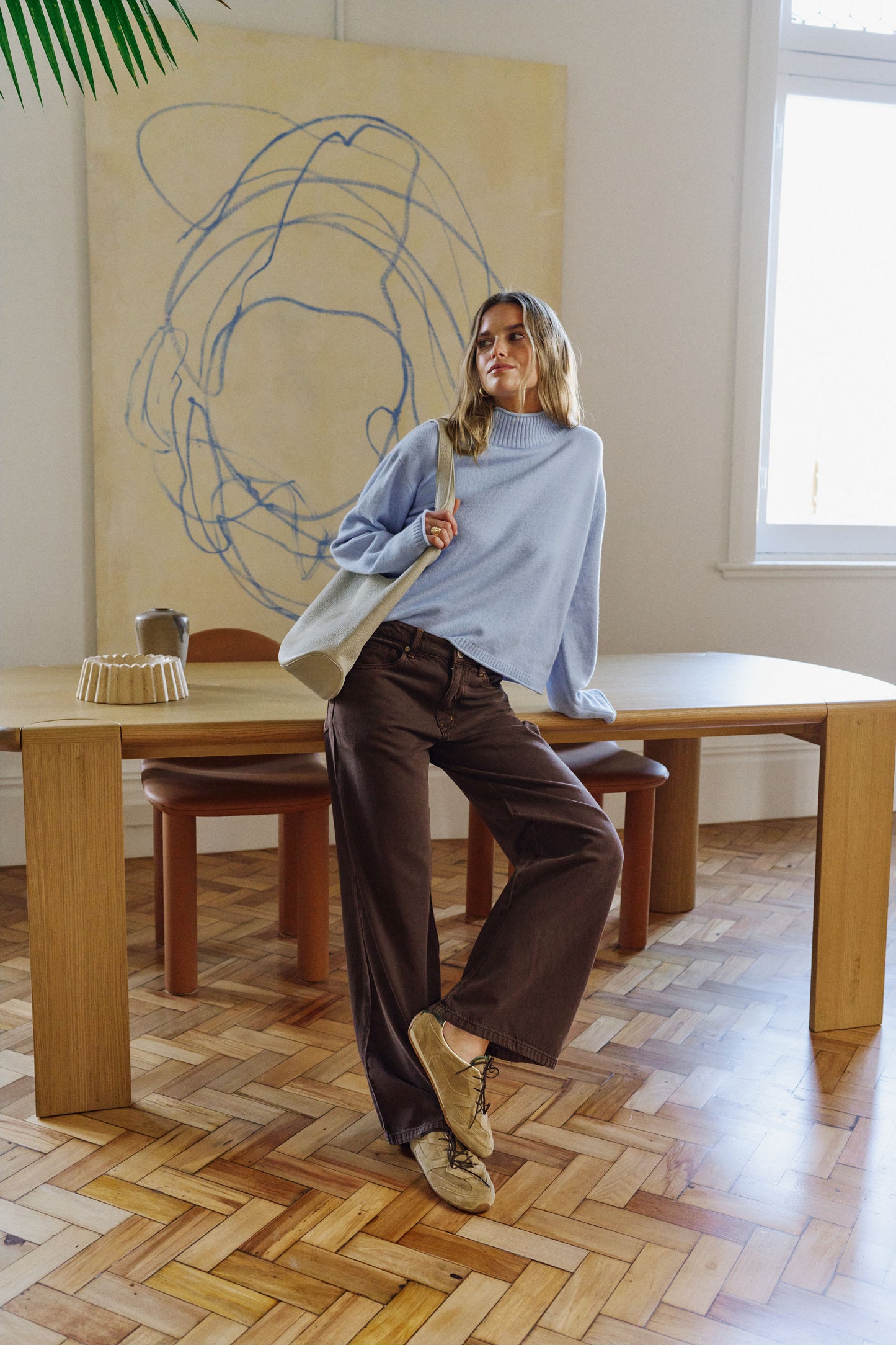 Finley Funnel Neck Knit ~ China Blue