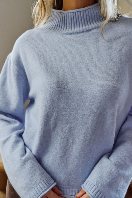 Finley Funnel Neck Knit ~ China Blue