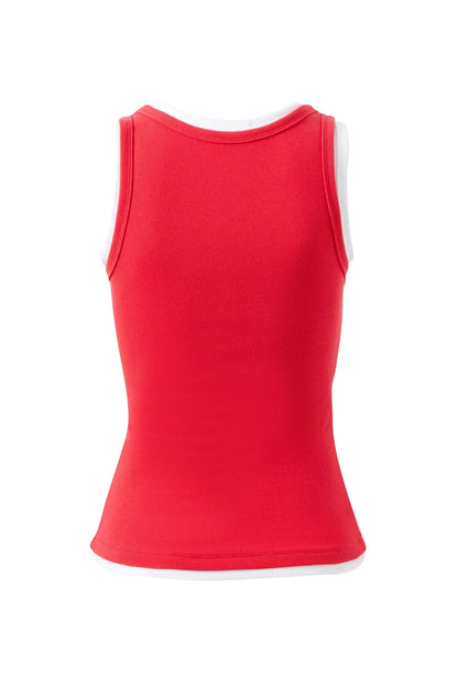 Skylar Layered Rib Tank ~ Red