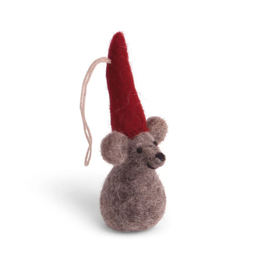 Christmas Mouse Grey Felt Decoration