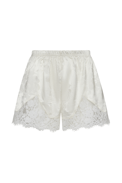Evie Lace Jacquard Mini Shorts - White