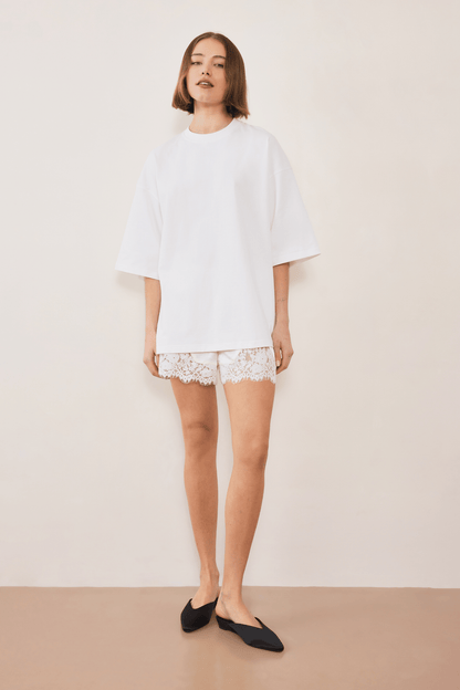 Evie Lace Jacquard Mini Shorts - White