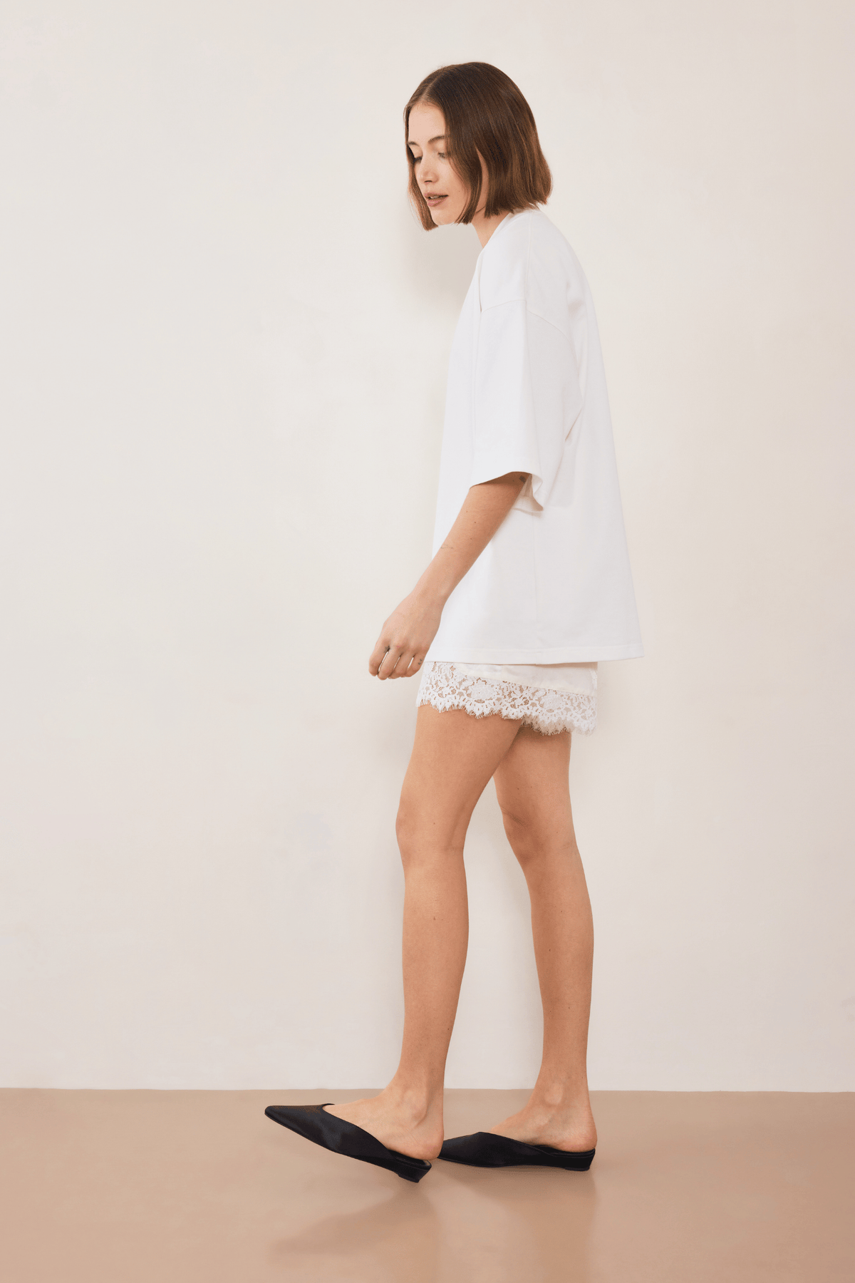 Evie Lace Jacquard Mini Shorts - White