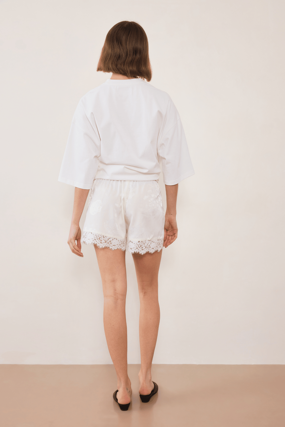 Evie Lace Jacquard Mini Shorts - White