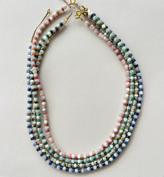 Sea Pebble Necklace African Howlite with Shell