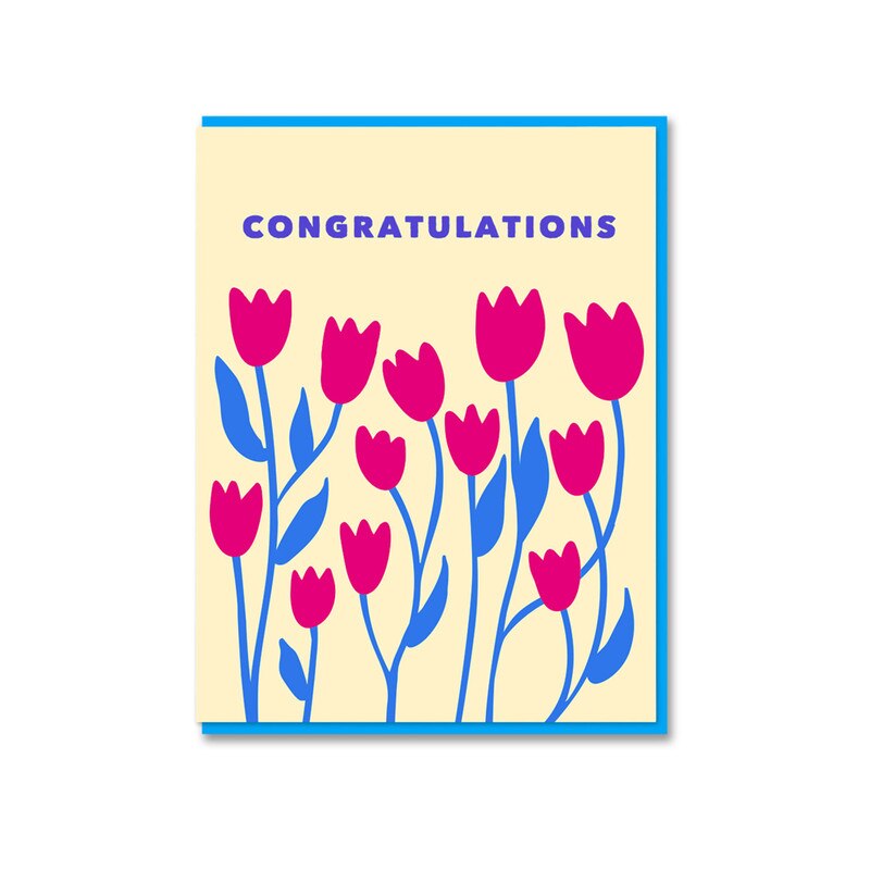 Flower Power Pink Tulip Congrats Card