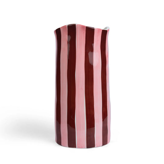 Large Stripe Vase ~ Burgundy + Pink