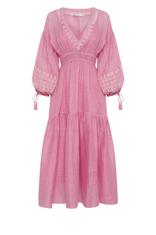 Billow Sleeve Maxi Dress Oyster Pink
