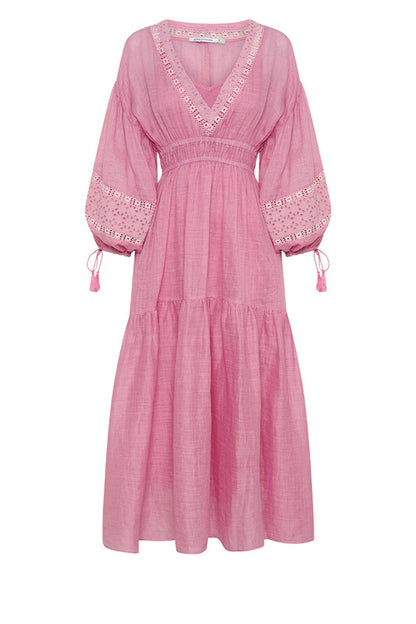 Billow Sleeve Maxi Dress Oyster Pink
