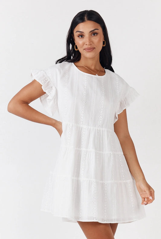 Twilight Mini Dress White Eyelet
