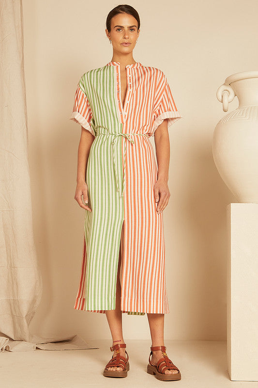 Stripe Pool Dress Mint Coral