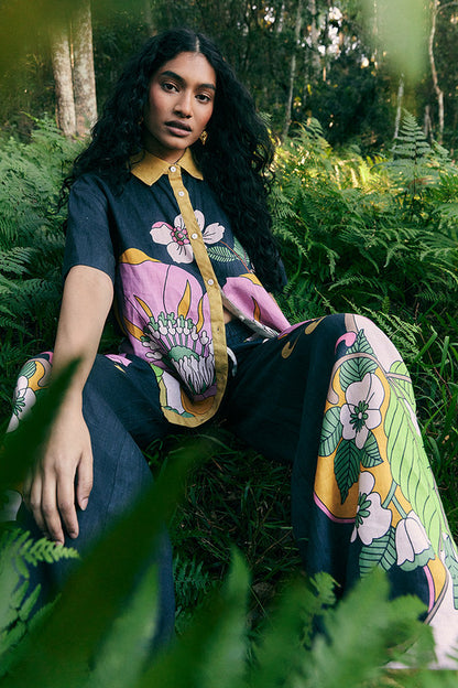 Vivid Elastic Waist Pants in India ink