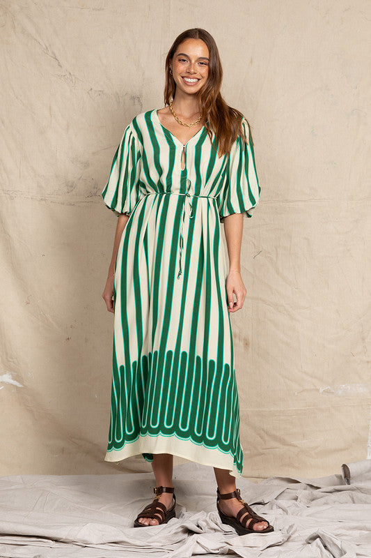 Puff Sleeve Gypsy Dress Stripe