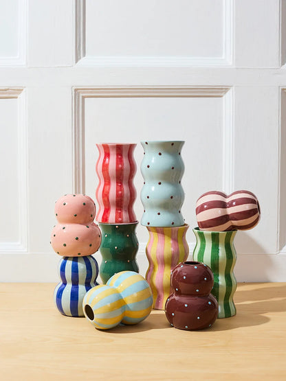 Fonda Vase Tonal Blue Stripe