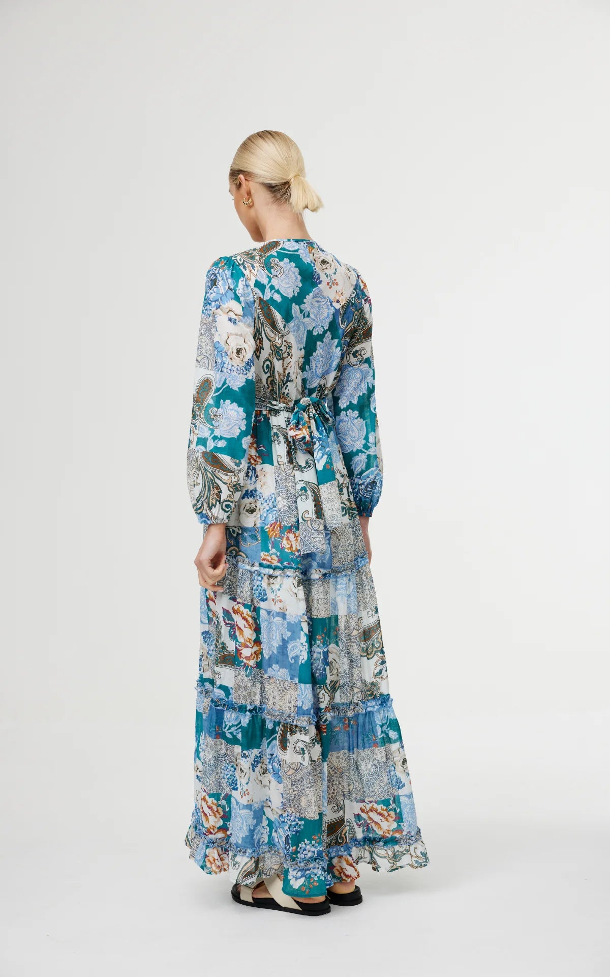 Lili Dress Cyan Patchwork