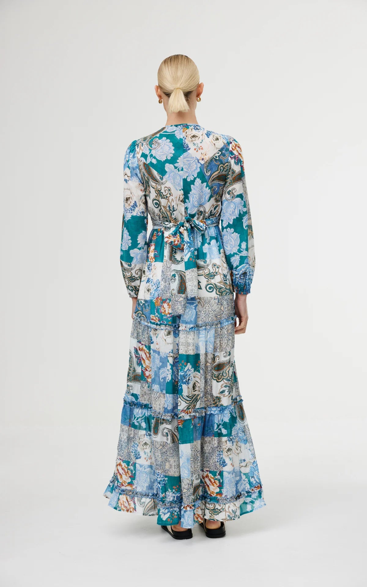 Lili Dress Cyan Patchwork