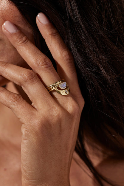 Lune Moonstone Gold Stacker ~ 7/M