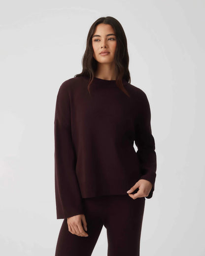Cotton Cashmere Knit Sweater ~ Wine