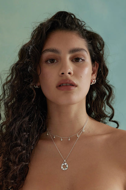 Cleo Mixed Stone Silver Necklace