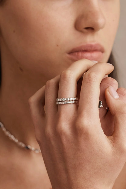 Starburst Silver Stacking Band 6/S