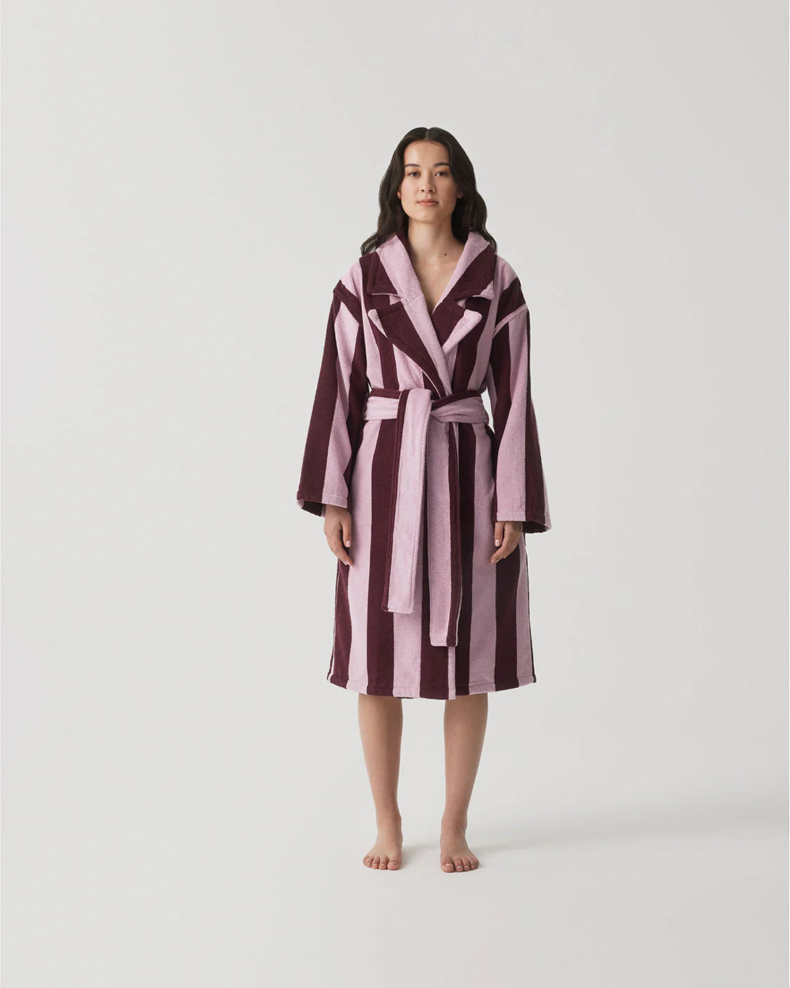 Boysenberry Stripe Terry Robe – Wander + Laze